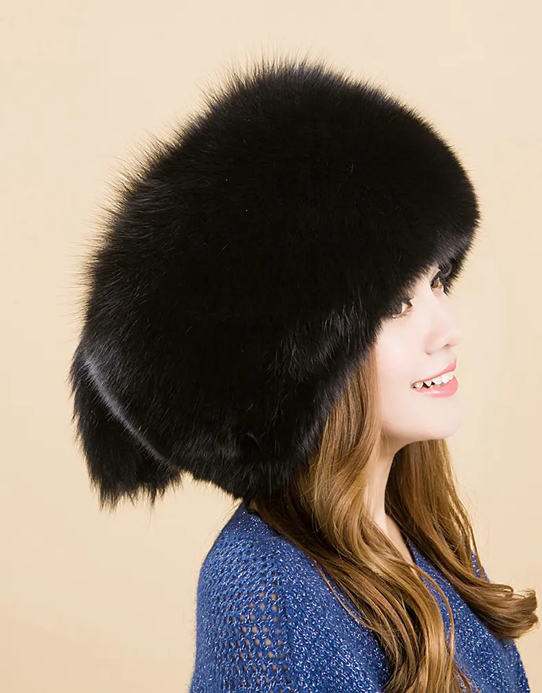 Black full fox fur h